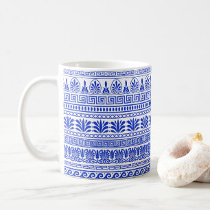 Mug Fret grec, Motif méditerranéen, Bleu