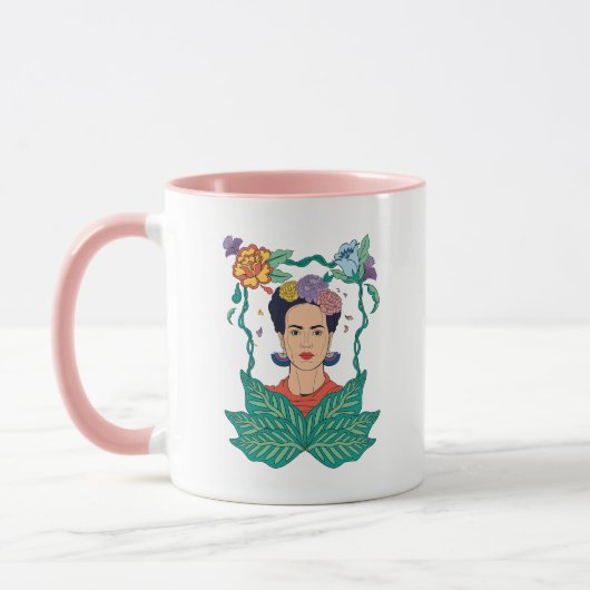 Mug Frida Kahlo Graphisme du cadre floral (Gauche)