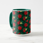 Mug Frida Kahlo | motif rouge et de rose d'or (Devant gauche)