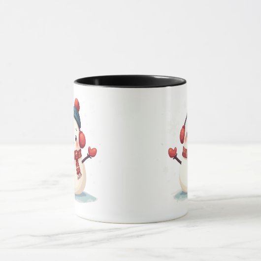 Mug Friendly Cozy Kawaii Snowman Snowflake Design (Centre)