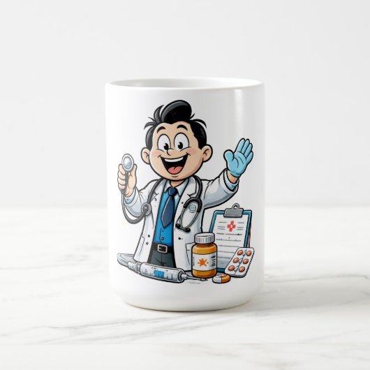 Mug Friendly Doctor Mascot Medical Cartoon Design (Centre)
