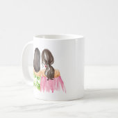 Mug Friends Forever Gig Coiffure noire et Brunette (Devant gauche)