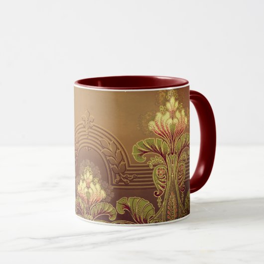 Mug frise florale victorienne élégante fleur Art nouve (Devant droit)