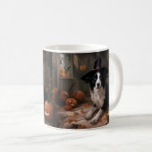 Mug Frontière Collie Citrouilles Halloween effroi (Devant droit)