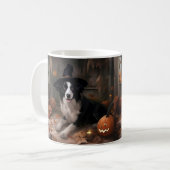 Mug Frontière Collie Citrouilles Halloween effroi (Devant gauche)