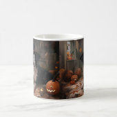 Mug Frontière Collie Citrouilles Halloween effroi (Centre)