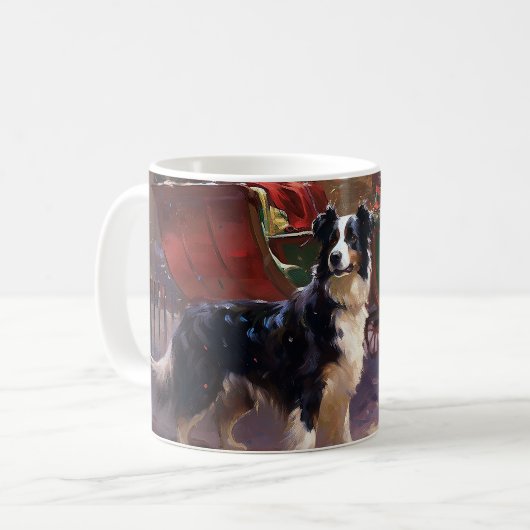 Mug Frontière Collie Festive de Noël (Devant gauche)