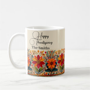 Mug Frontière florale bohème automnale personnalisée s
