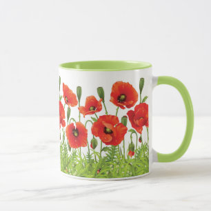 Mug Frontière horizontale avec le pavot rouge