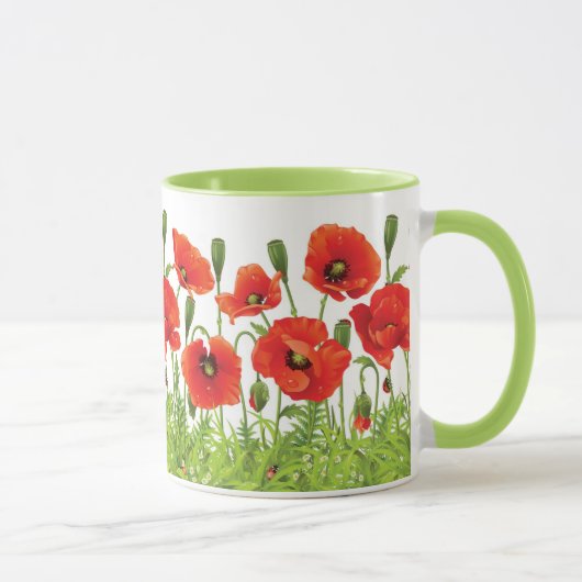 Mug Frontière horizontale avec le pavot rouge (Droite)