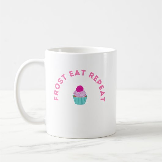 Mug Frost Eat Repeat Cupcake Design (Gauche)
