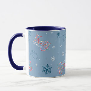 Mug Frosty Snowman Blue Snowflake Motif