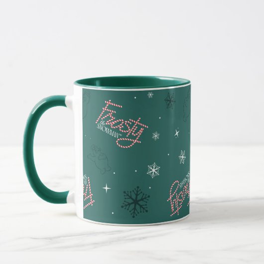 Mug Frosty Snowman Green Snowflake Motif (Gauche)