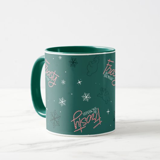 Mug Frosty Snowman Green Snowflake Motif (Devant gauche)