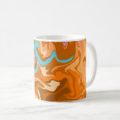 Mug Frottes Abstraites en orange, et bleu clair (Devant droit)