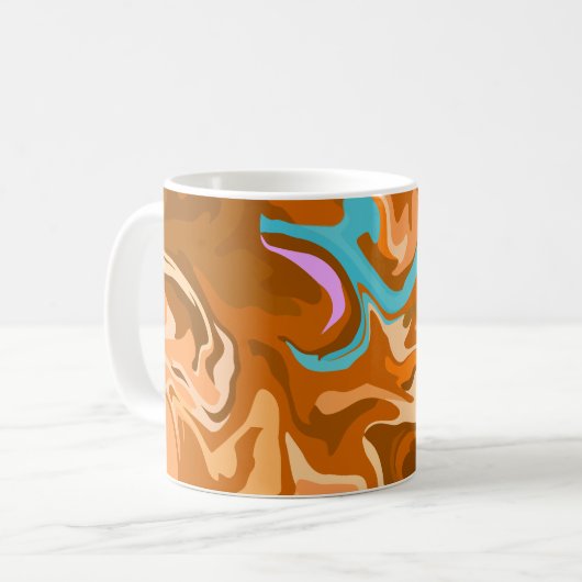 Mug Frottes Abstraites en orange, et bleu clair (Devant gauche)