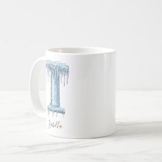 Mug Frozen Icicle Letter I Personalized Winter Name (Devant gauche)