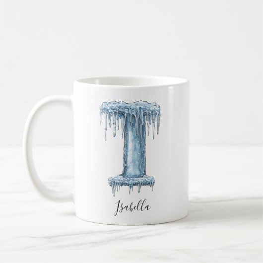 Mug Frozen Icicle Letter I Personalized Winter Name (Gauche)