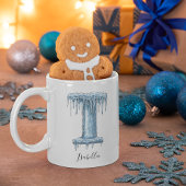 Mug Frozen Icicle Letter I Personalized Winter Name