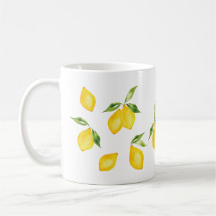 Mug Fruit d'aquarelle au citron jaune mou