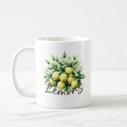 Mug Fruit d'aquarelle de citrons Botanique (Gauche)