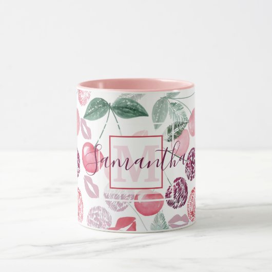 Mug Fruit de cerise rouge élégant (Centre)