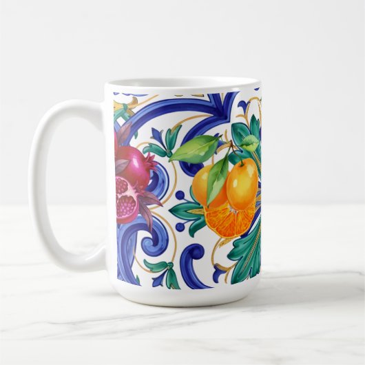 Mug fruit de citron de mosaïque méditerranéenne (Gauche)
