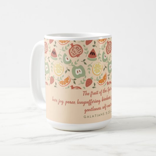 Mug Fruit de l'Esprit Écriture Abstraite (Devant gauche)