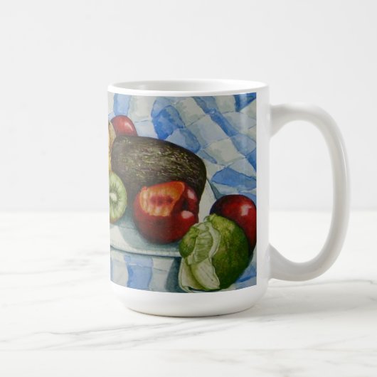 Mug fruit exotique vie morte art bleu blanc toile de t (Droite)