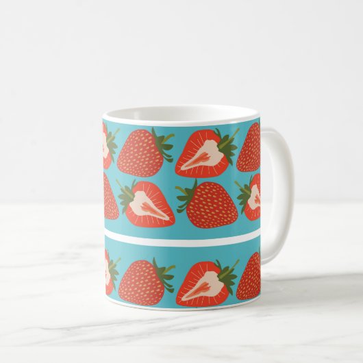Mug Fruit fraise : Motif Répété sans couture. (Devant droit)
