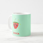 Mug Fruit Monogram kawaii sur turquoise (Devant gauche)