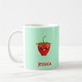 Mug Fruit Monogram kawaii sur turquoise (Gauche)