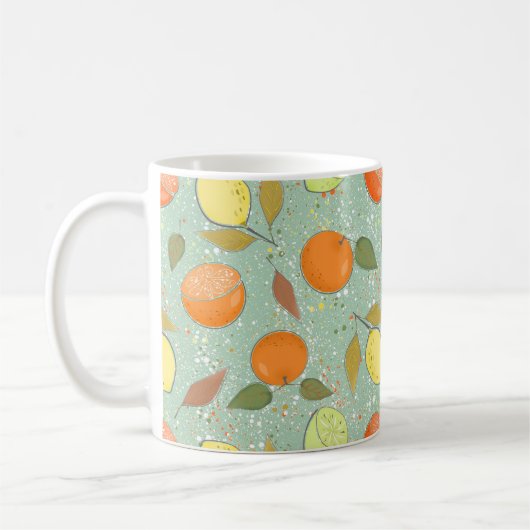 Mug Fruit motif aux citrons, oranges (Gauche)