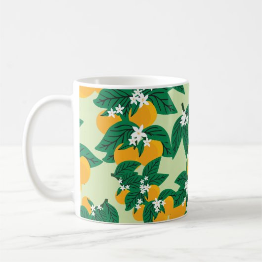 Mug Fruit orange : motif vintage vert. (Gauche)