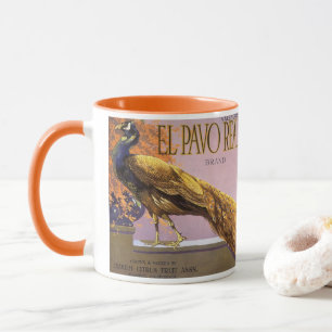 Mug Fruit vintage Crate Étiquette Art El Pavo Peacock