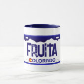 Mug Fruita Colorado plaque d'immatriculation bleue (Centre)