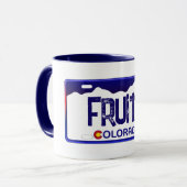 Mug Fruita Colorado plaque d'immatriculation bleue (Devant gauche)