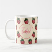 Mug Fruité fraise fraîche Motif Nom du monogramme (Gauche)