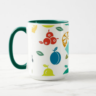 Mug Fruits blancs colorés Monogramme Anniversaire