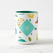 Mug Fruits blancs colorés Monogramme Anniversaire (Centre)