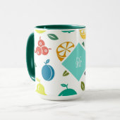 Mug Fruits blancs colorés Monogramme Anniversaire (Devant gauche)
