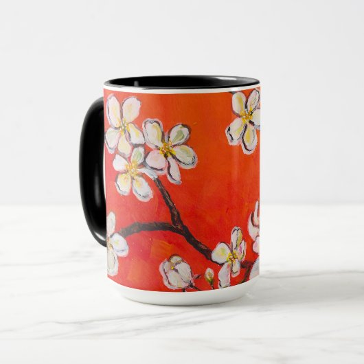 Mug Fruits blancs Fleur Orange Odeur rouge du printemp (Devant gauche)