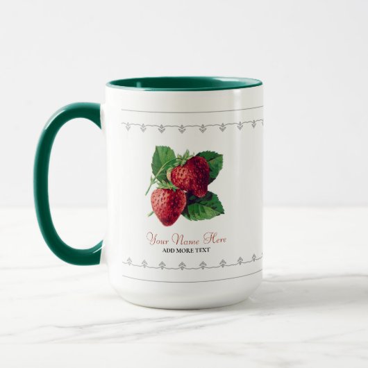 Mug Fruits de fraise Vintage Ajouter Votre Nom (Gauche)