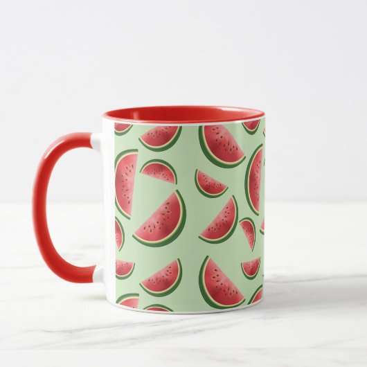 Mug Fruits de pastèque Motif sur vert (Gauche)