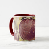 Mug Fruits de pomme rouge automne et aquarelle feuille (Devant gauche)