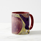 Mug Fruits de pomme rouge automne et aquarelle feuille (Devant droit)