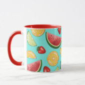 Mug Fruits D'Été Colorés Sur Bleu Avec Nom Personnalis (Gauche)