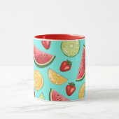 Mug Fruits D'Été Colorés Sur Bleu Avec Nom Personnalis (Centre)