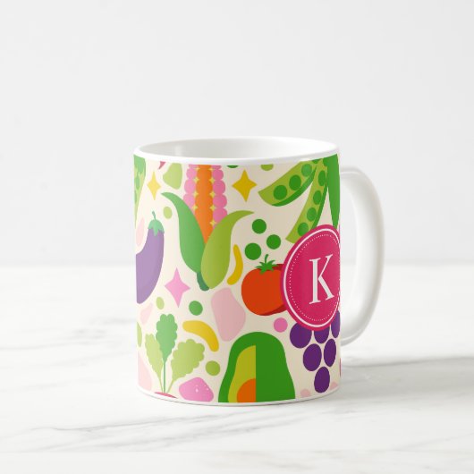 Mug Fruits Monogrammes colorés Légumes (Devant droit)