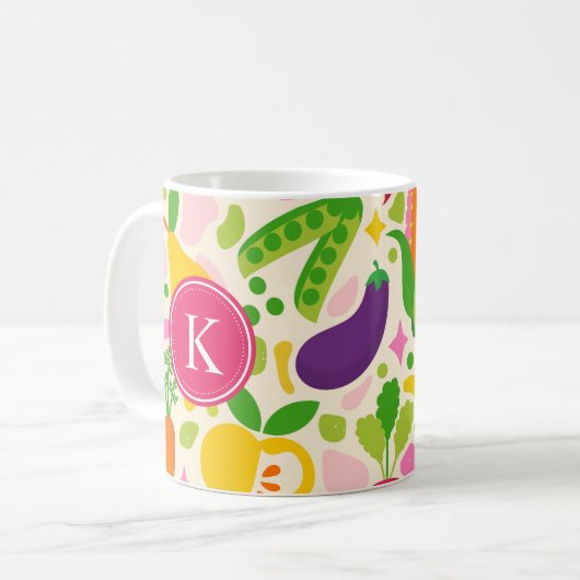 Mug Fruits Monogrammes colorés Légumes (Devant gauche)